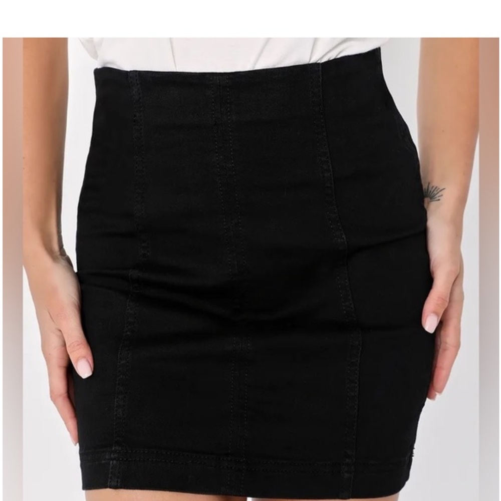 NWT Free People Modern Femme Washed Black Denim Mini Skirt 4